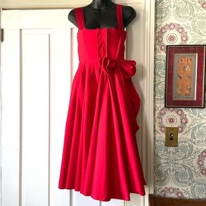 PRADA 2007 Red Formal Dress with Ruffled Bow